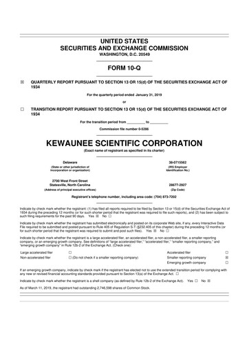 Thumbnail Kewaunee Scientific Corporation 10-Q Quarterly Report FY2019 