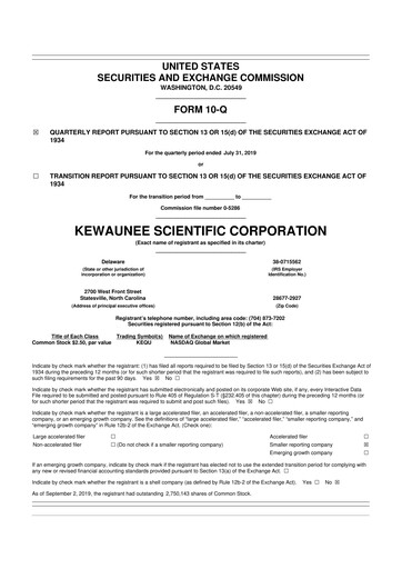 Thumbnail Kewaunee Scientific Corporation 10-Q Quarterly Report FY2020 