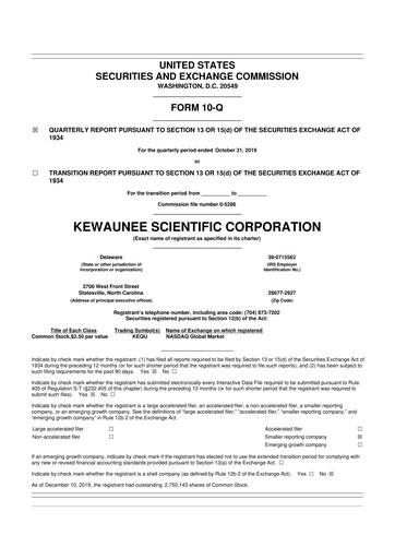 Thumbnail Kewaunee Scientific Corporation 10-Q Quarterly Report FY2020 