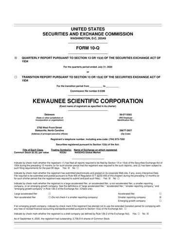 Thumbnail Kewaunee Scientific Corporation 10-Q Quarterly Report FY2021 