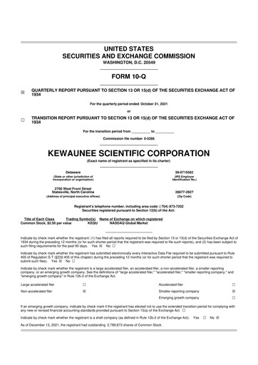 Thumbnail Kewaunee Scientific Corporation 10-Q Quarterly Report FY2022 