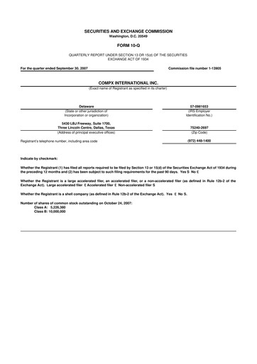 Thumbnail CompX International 10-Q Quarterly Report FY 