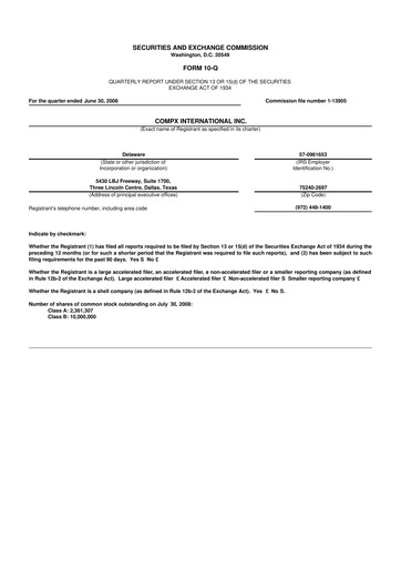 Thumbnail CompX International 10-Q Quarterly Report FY 