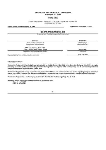Thumbnail CompX International 10-Q Quarterly Report FY 