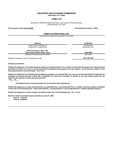 Thumbnail CompX International 10-Q Quarterly Report FY 