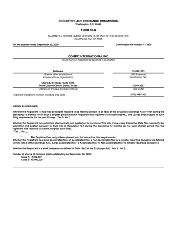 Thumbnail CompX International 10-Q Quarterly Report FY 