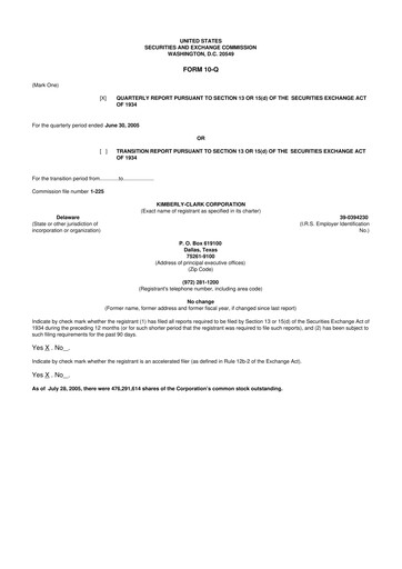 Thumbnail Kimberly-Clark 10-Q Quarterly Report FY 