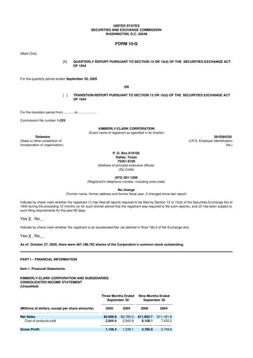 Thumbnail Kimberly-Clark 10-Q Quarterly Report FY 