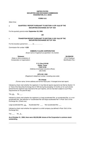 Thumbnail Kimberly-Clark 10-Q Quarterly Report FY 