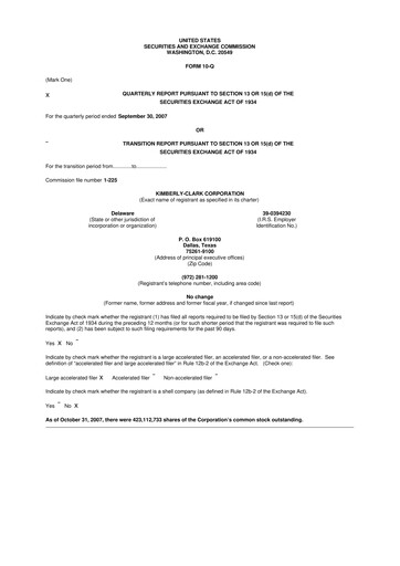 Thumbnail Kimberly-Clark 10-Q Quarterly Report FY 