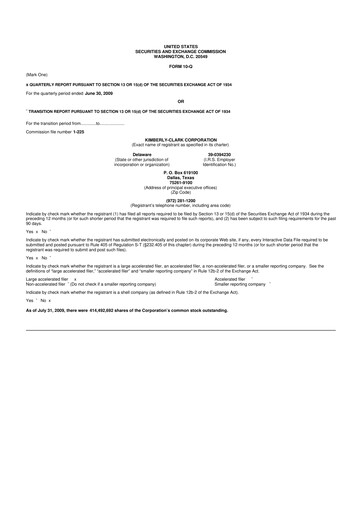 Thumbnail Kimberly-Clark 10-Q Quarterly Report FY 