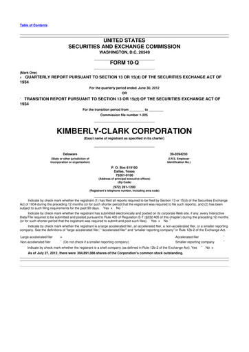 Thumbnail Kimberly-Clark 10-Q Quarterly Report FY2012 