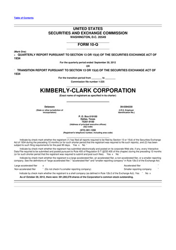 Thumbnail Kimberly-Clark 10-Q Quarterly Report FY2012 