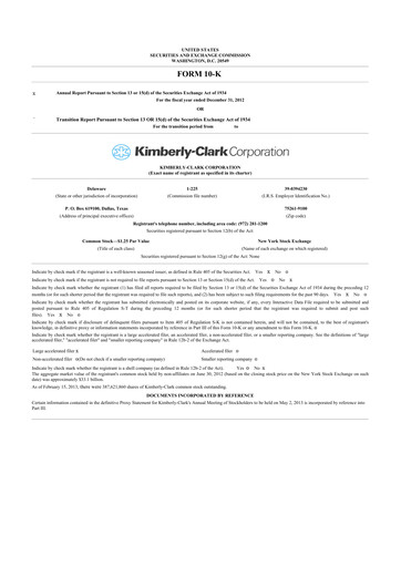 Thumbnail Kimberly-Clark 10-K Annual Report 2012