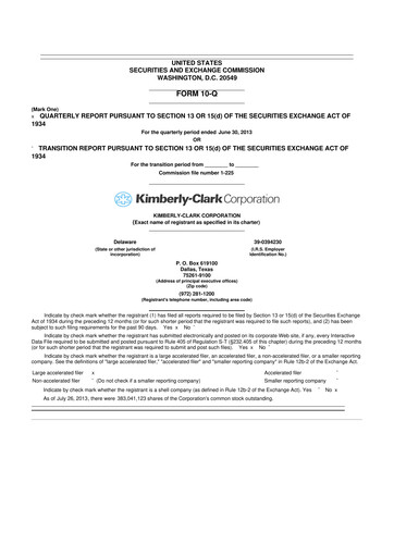 Thumbnail Kimberly-Clark 10-Q Quarterly Report FY2013 