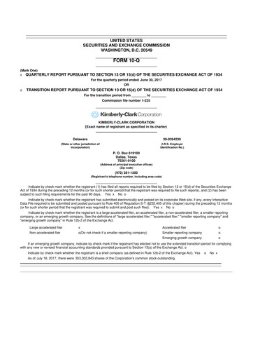 Thumbnail Kimberly-Clark 10-Q Quarterly Report FY2017 