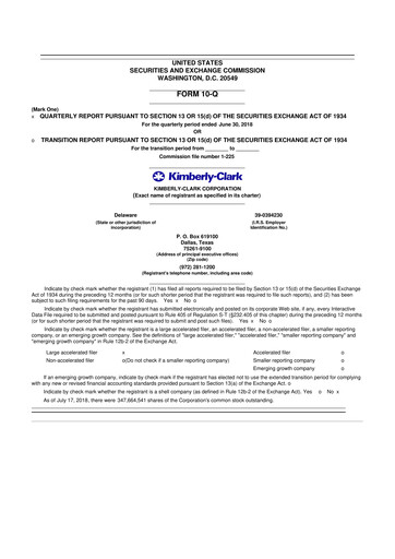 Thumbnail Kimberly-Clark 10-Q Quarterly Report FY2018 