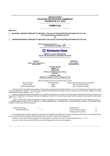 Thumbnail Kimberly-Clark 10-Q Quarterly Report FY2021 