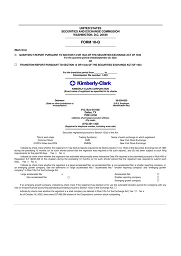 Thumbnail Kimberly-Clark 10-Q Quarterly Report FY2022 