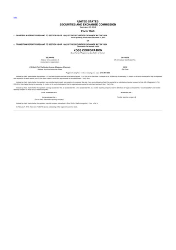 Thumbnail Koss 10-Q Quarterly Report FY2014 