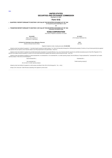 Thumbnail Koss 10-Q Quarterly Report FY2014 