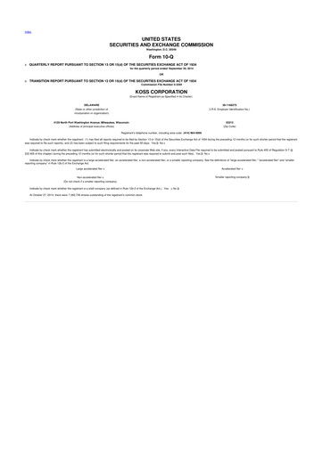 Thumbnail Koss 10-Q Quarterly Report FY2015 