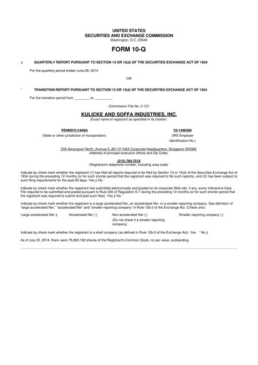 Vorschaubild Kulicke and Soffa Industries 10-Q Quartalsbericht 2014 