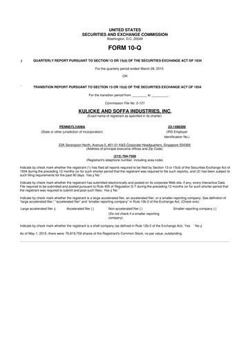 Vorschaubild Kulicke and Soffa Industries 10-Q Quartalsbericht 2015 