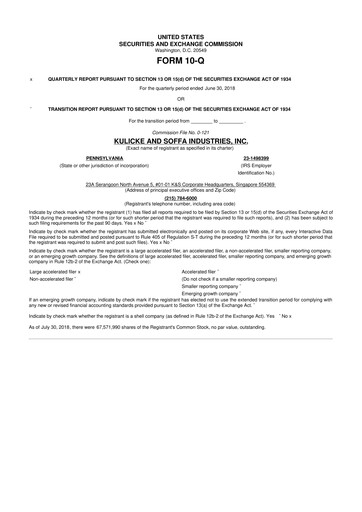 Vorschaubild Kulicke and Soffa Industries 10-Q Quartalsbericht 2018 