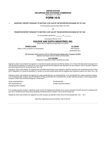 Vorschaubild Kulicke and Soffa Industries 10-Q Quartalsbericht 2019 