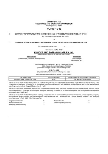 Vorschaubild Kulicke and Soffa Industries 10-Q Quartalsbericht 2021 