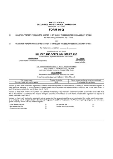 Vorschaubild Kulicke and Soffa Industries 10-Q Quartalsbericht 2023 