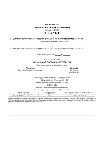 Vorschaubild Kulicke and Soffa Industries 10-Q Quartalsbericht 2024 