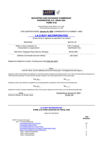 Thumbnail La-Z-Boy
 10-Q Quarterly Report FY 