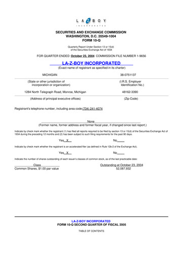 Thumbnail La-Z-Boy
 10-Q Quarterly Report FY 