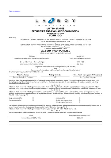 Thumbnail La-Z-Boy
 10-Q Quarterly Report FY2020 