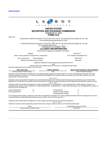 Thumbnail La-Z-Boy
 10-Q Quarterly Report FY2022 