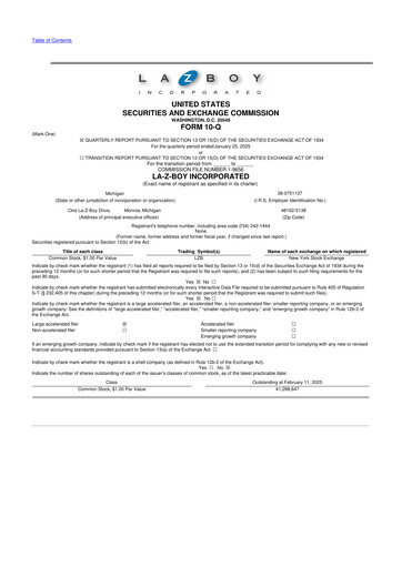Thumbnail La-Z-Boy
 10-Q Quarterly Report FY2025 