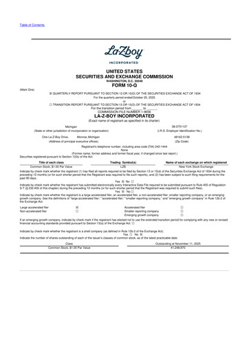 Thumbnail La-Z-Boy
 10-Q Quarterly Report FY2026 