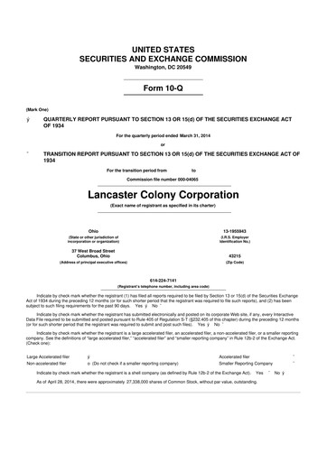 Vorschaubild The Marzetti Company 10-Q Quartalsbericht 2014 