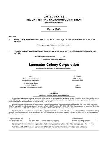 Vorschaubild The Marzetti Company 10-Q Quartalsbericht 2015 