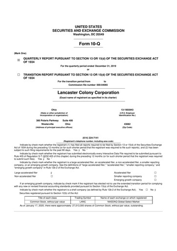 Vorschaubild The Marzetti Company 10-Q Quartalsbericht 2020 