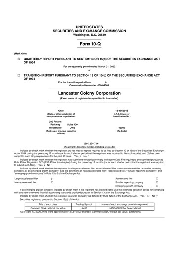 Vorschaubild The Marzetti Company 10-Q Quartalsbericht 2020 