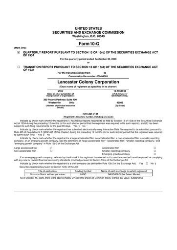 Vorschaubild The Marzetti Company 10-Q Quartalsbericht 2021 