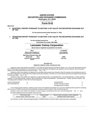 Vorschaubild The Marzetti Company 10-Q Quartalsbericht 2021 