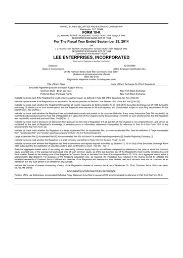 Thumbnail Lee Enterprises
 10-K Annual Report 2014