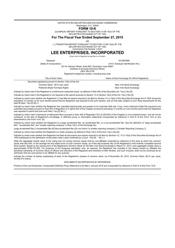 Thumbnail Lee Enterprises
 10-K Annual Report 2015