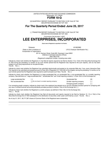Thumbnail Lee Enterprises
 10-Q Quarterly Report FY2017 