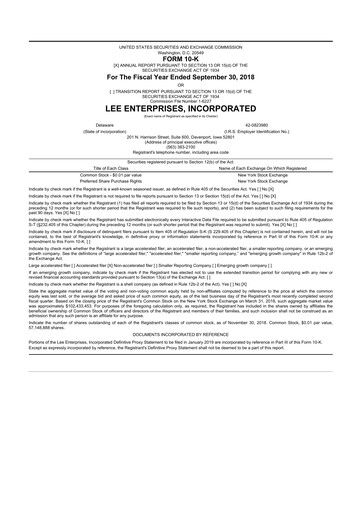 Thumbnail Lee Enterprises
 10-K Annual Report 2018