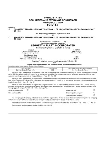 Thumbnail Leggett & Platt

 10-Q Quarterly Report FY2020 